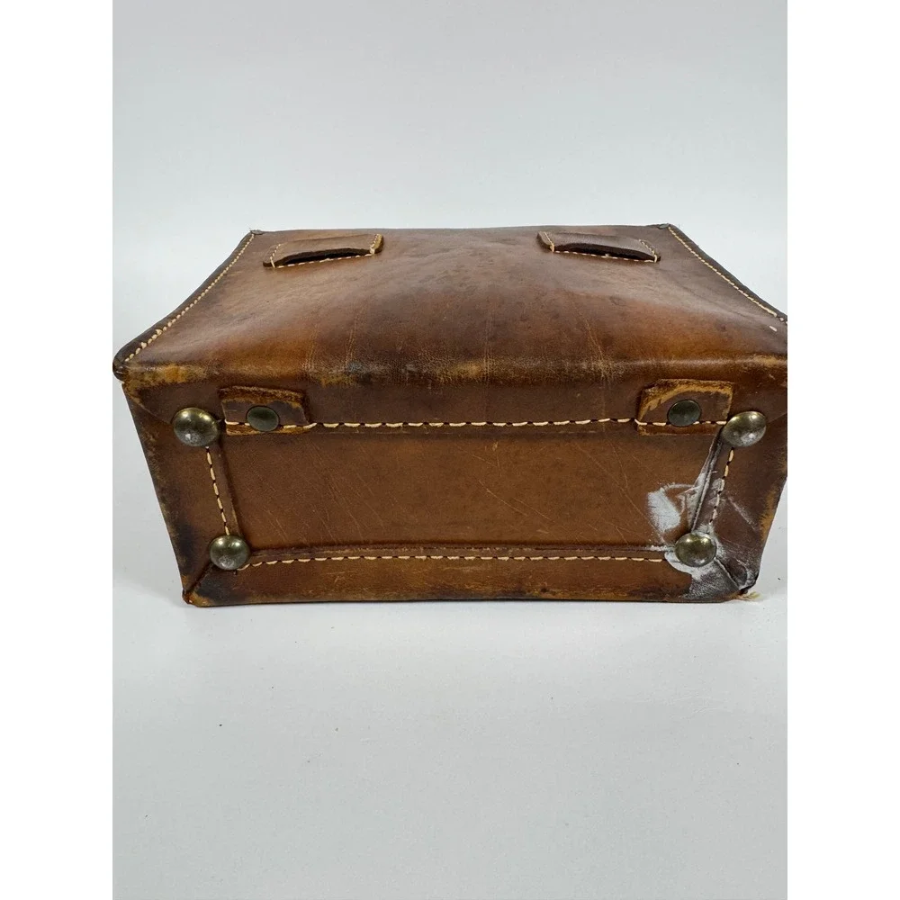 Vintage Perrin California No. 206 Leather Camera Bag Utility Case Brown Patina